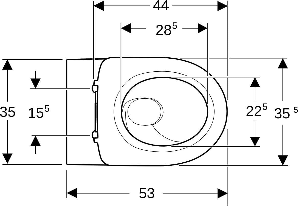 Geberit Acanto Wand-WC Set mit TurboFlush, KeraTect und WC-Sitzring, Tiefspüler, 53 cm