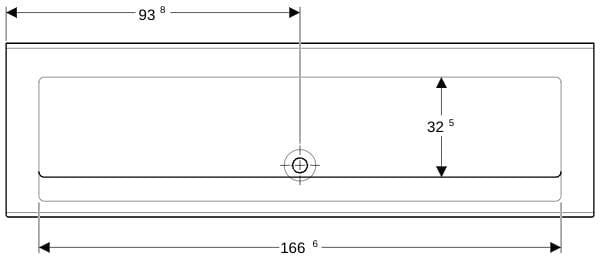 GEBERIT Publica Waschrinne 187,6 cm Varicor weiß – ohne Hahnloch, ohne Überlauf