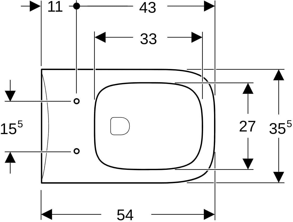 Geberit Renova Plan Wand-WC Tiefspüler Rimfree, spülrandlos, weiß