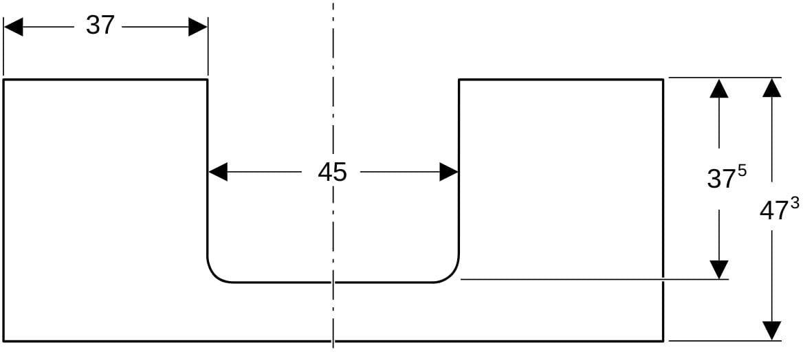 Geberit ONE Waschtischplatte 75x3x47 cm weiß hochglänzend mit mittigem Ausschnitt für Aufsatzwaschtisch