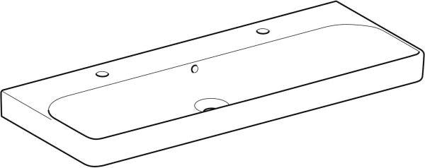 Geberit Smyle Waschtisch eckig 120x48 cm mit zwei Hahnlöchern und KeraTect Weiß