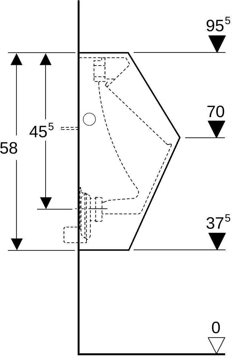 GEBERIT Renova Plan Urinal weiß – Wandhängend, Zulauf hinten, Abgang hinten, 0,5 l Spülvolumen