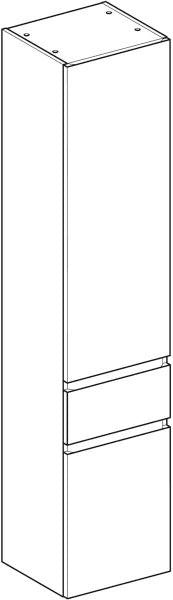 Geberit Renova Plan Hochschrank 39x180x36 cm Nussbaum hickory, 2 Türen, 1 Schublade