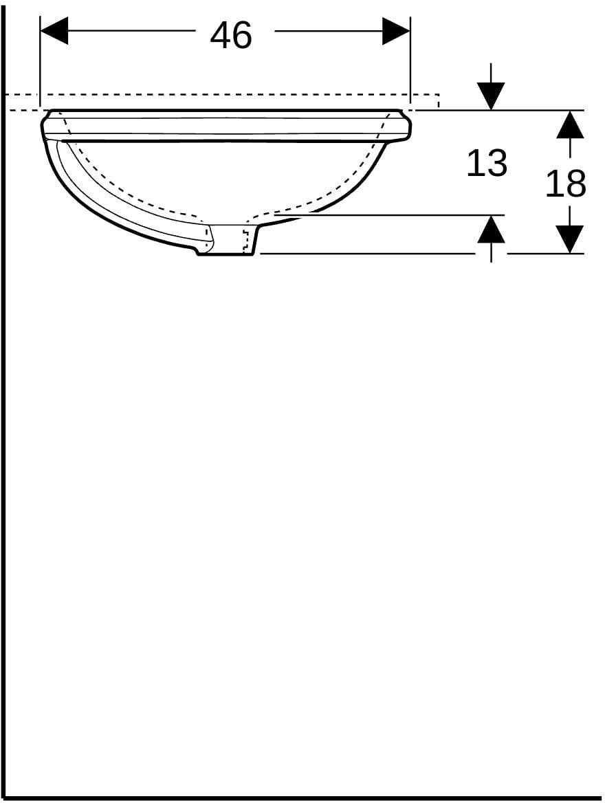 Geberit VariForm Unterbauwaschtisch oval 56x46 cm, weiß, KeraTect, ohne Hahnloch