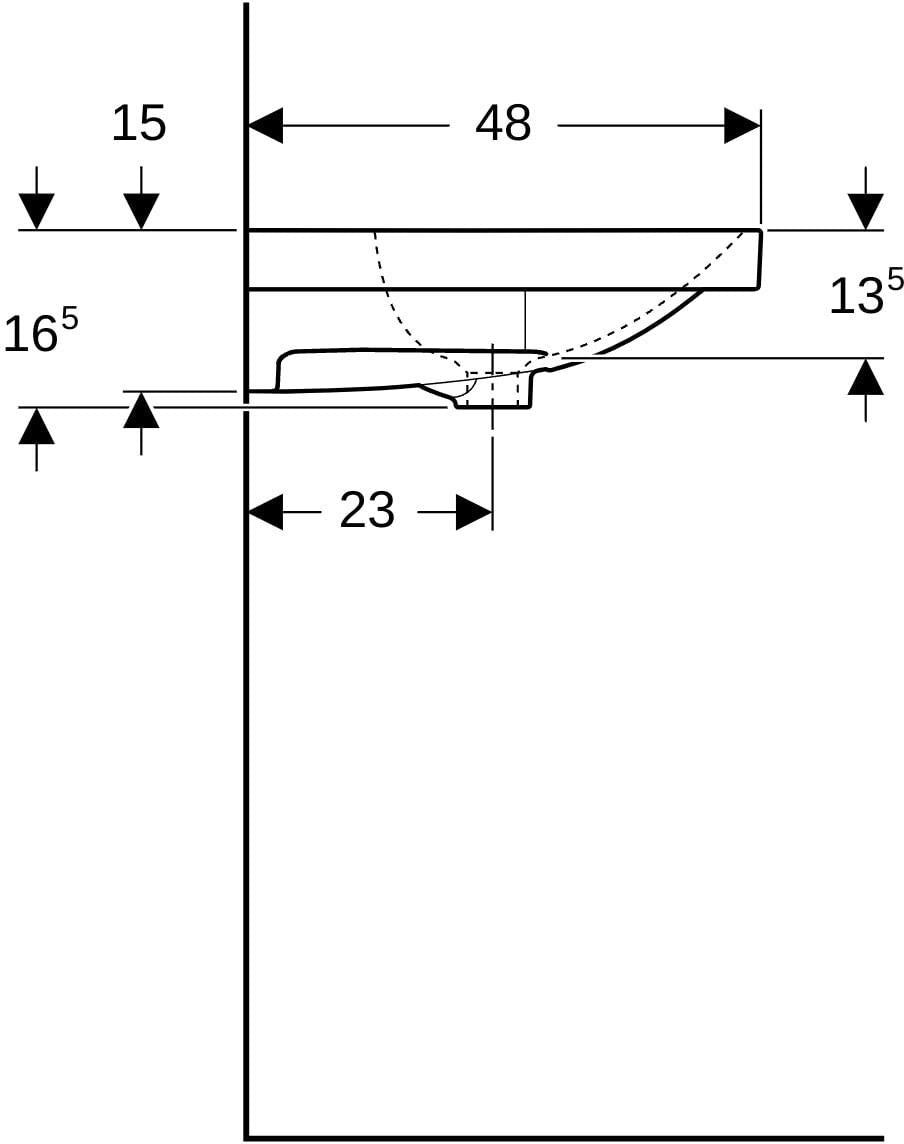 Geberit Acanto Waschtisch 90 cm mit Ablagefläche, ohne Hahnloch, weiß – Unterbaufähig