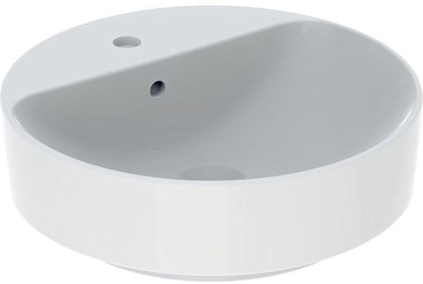 Geberit VariForm Aufsatzwaschtisch rund 45 cm mit Hahnloch und Überlauf, weiß KeraTect
