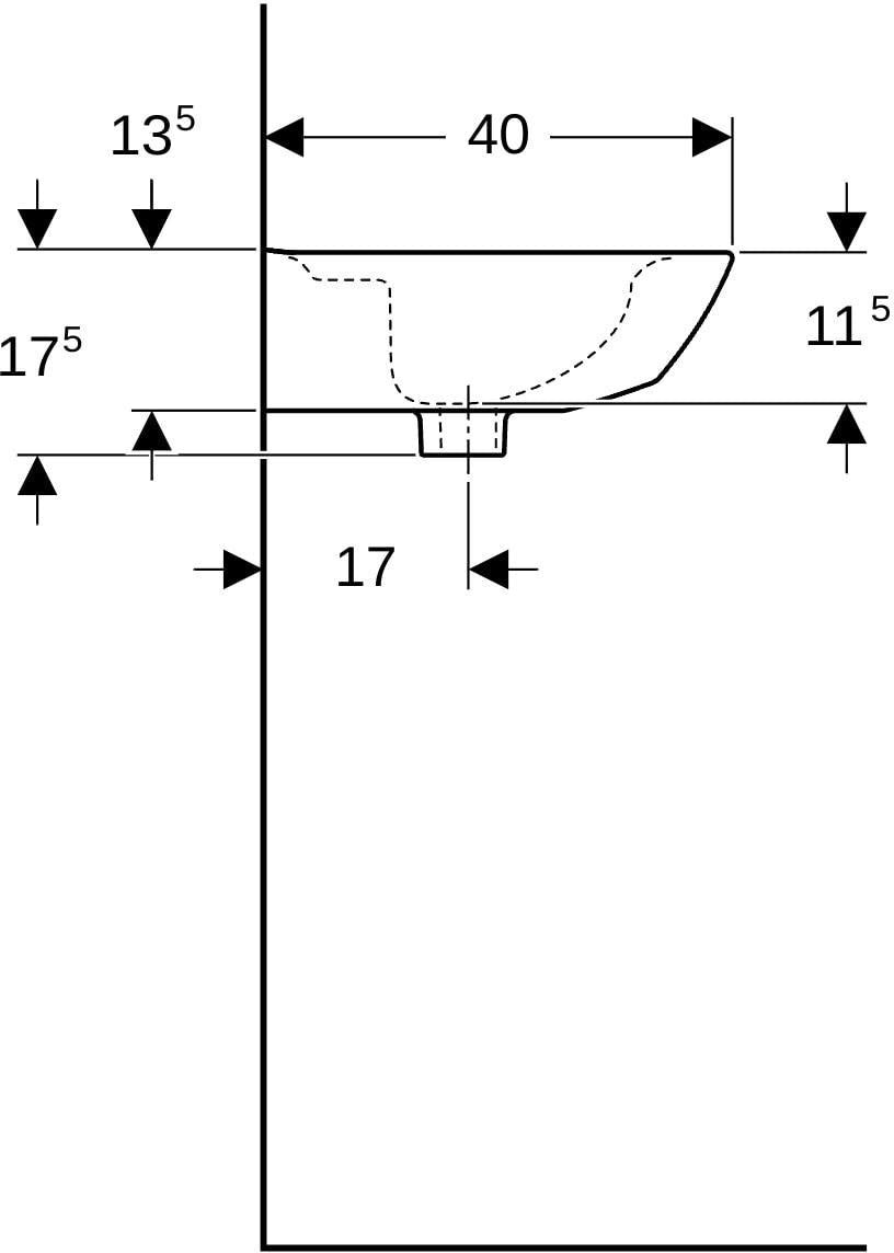GEBERIT Renova Handwaschbecken 45x36 cm ohne Hahnloch, ohne Überlauf, weiß