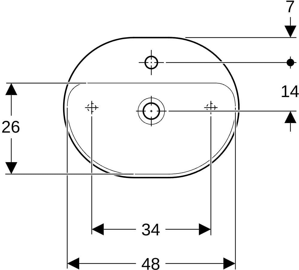 Geberit VariForm Aufsatzwaschtisch elliptisch 50x40 cm mit Hahnloch, ohne Überlauf, weiß KeraTect