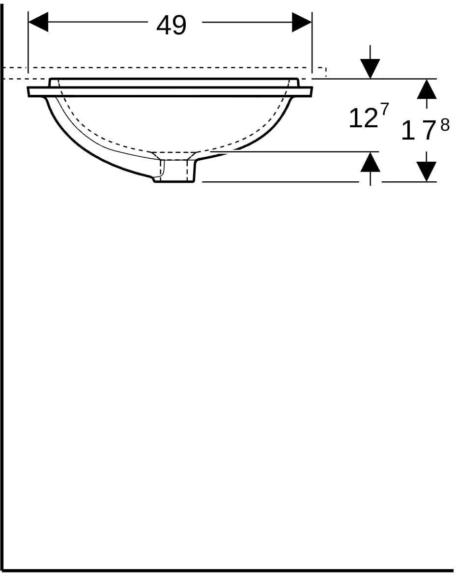 Geberit VariForm Unterbauwaschtisch 58x49 cm weiß KeraTect – ohne Hahnloch, mit Überlauf