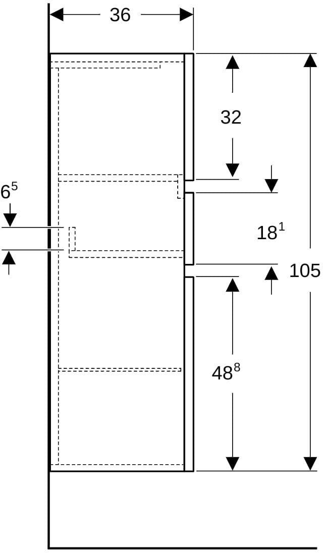 Geberit Renova Plan Mittelhochschrank 39 cm mit 2 Türen & Schublade – Nussbaum hickory hell