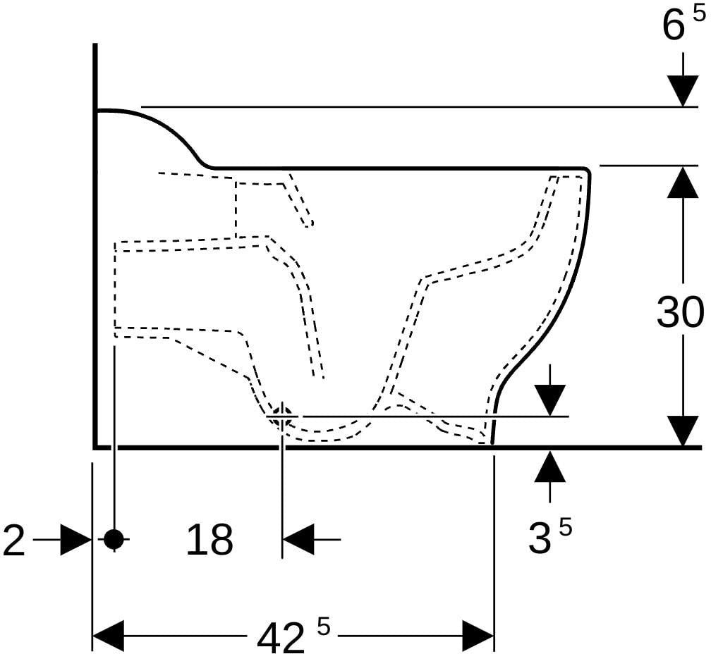 GEBERIT Bambini Stand-WC für Kinder, Tiefspüler Rimfree, H:30cm, weiß