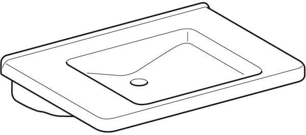 GEBERIT Renova Comfort Waschtisch 75x55 cm eckig barrierefrei ohne Hahnloch weiß