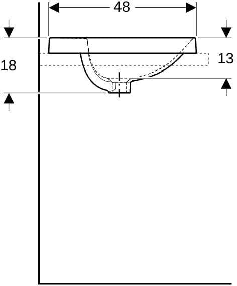 Geberit VariForm Einbauwaschtisch rund 48 cm mit Hahnlochbank, weiß