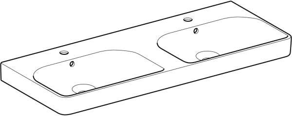 Geberit Smyle Doppelwaschtisch eckig 120x48cm mit Hahnloch und Überlauf, weiß