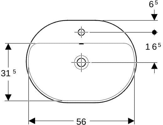 Geberit VariForm Einbauwaschtisch elliptisch 60x45 cm mit Hahnlochbank, weiß