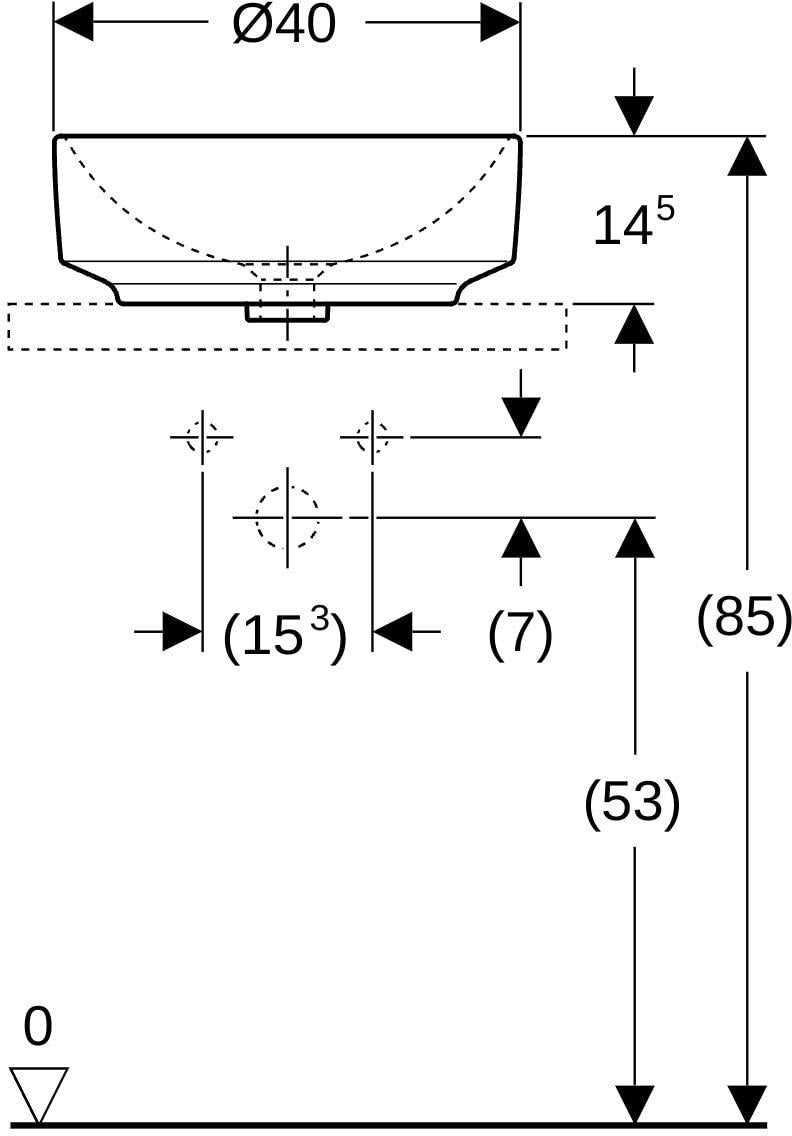 Geberit VariForm Aufsatzwaschtisch rund 40 cm weiß KeraTect ohne Hahnloch