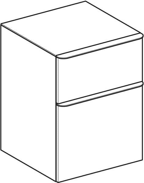 Geberit Smyle Seitenschrank 45x60x47 cm, weiß hochglänzend, 2 Schubladen, wandhängend