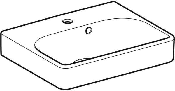 Geberit Smyle Handwaschbecken 45x36 cm eckig, asymmetrischer Überlauf, weiß – wandmontiert
