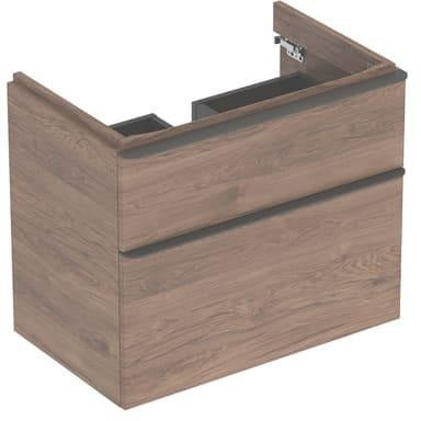 Geberit Smyle Unterschrank für Waschtisch eckig mit 2 Schubladen 118,4 cm sandgrau