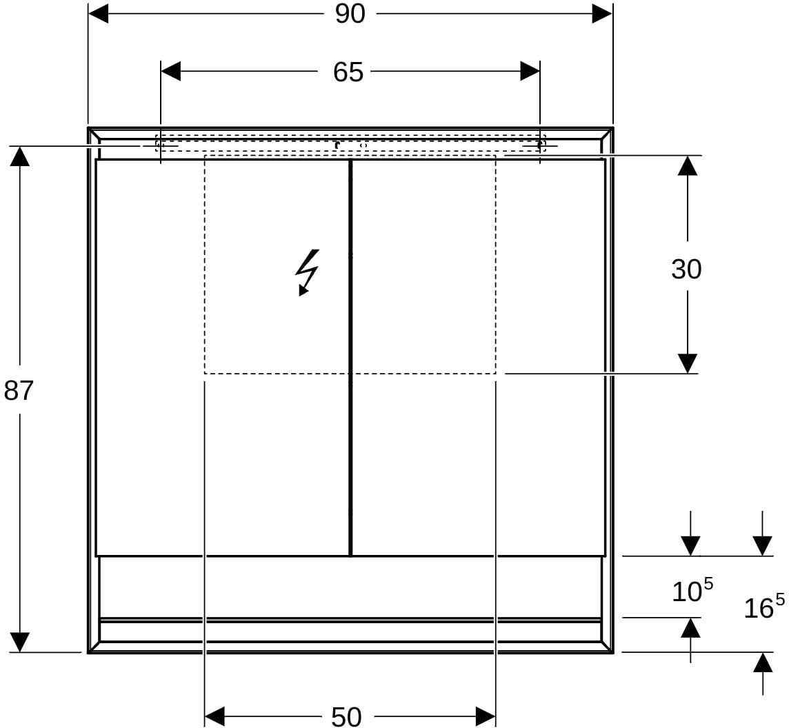 Geberit ONE Spiegelschrank mit ComfortLight, 2 Türen, 75 cm, Aluminium