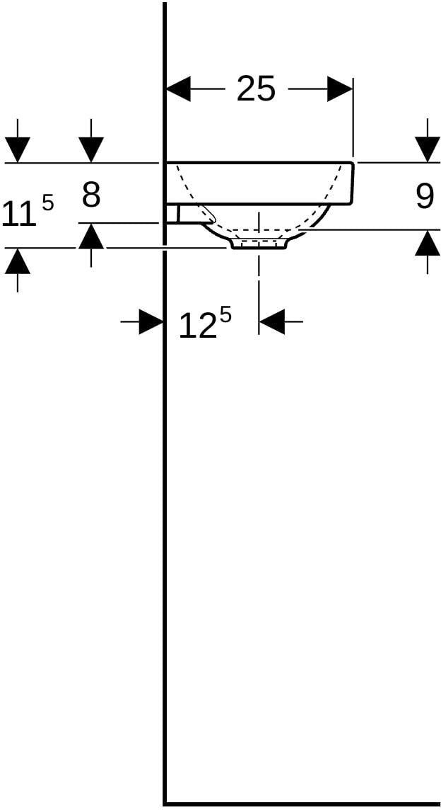 Geberit Acanto Handwaschbecken 40x25 cm, Hahnloch rechts, ohne Überlauf, weiß – für Wandmontage