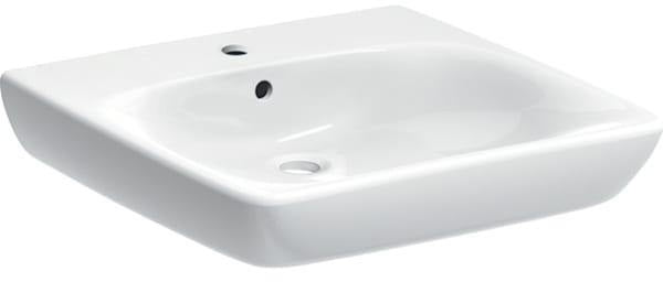 Geberit Renova Comfort Waschtisch barrierefrei 55x55 cm mit Hahnloch und Überlauf in Weiß