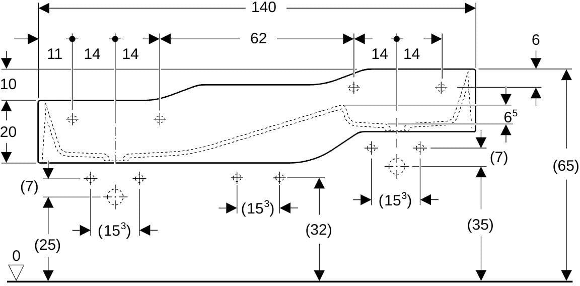 GEBERIT Bambini Spiel- und Waschlandschaft 140 cm – 3 Waschplätze, 3 Hahnlöcher, weiß-alpin matt