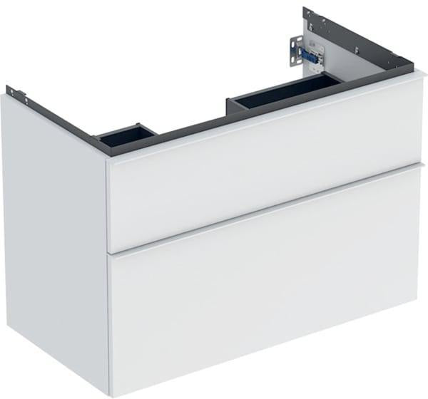 Geberit iCon Waschtischunterschrank 88,8 cm, 2 Schubladen, weiß hochglanz – wandhängend, vormontiert