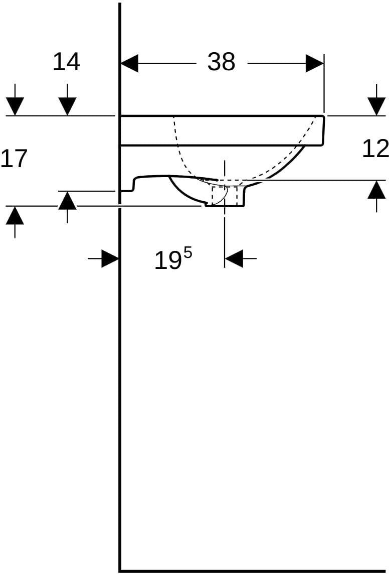 Geberit Acanto Handwaschbecken 45x38 cm – Weiße Sanitärkeramik mit Hahnloch & Überlauf