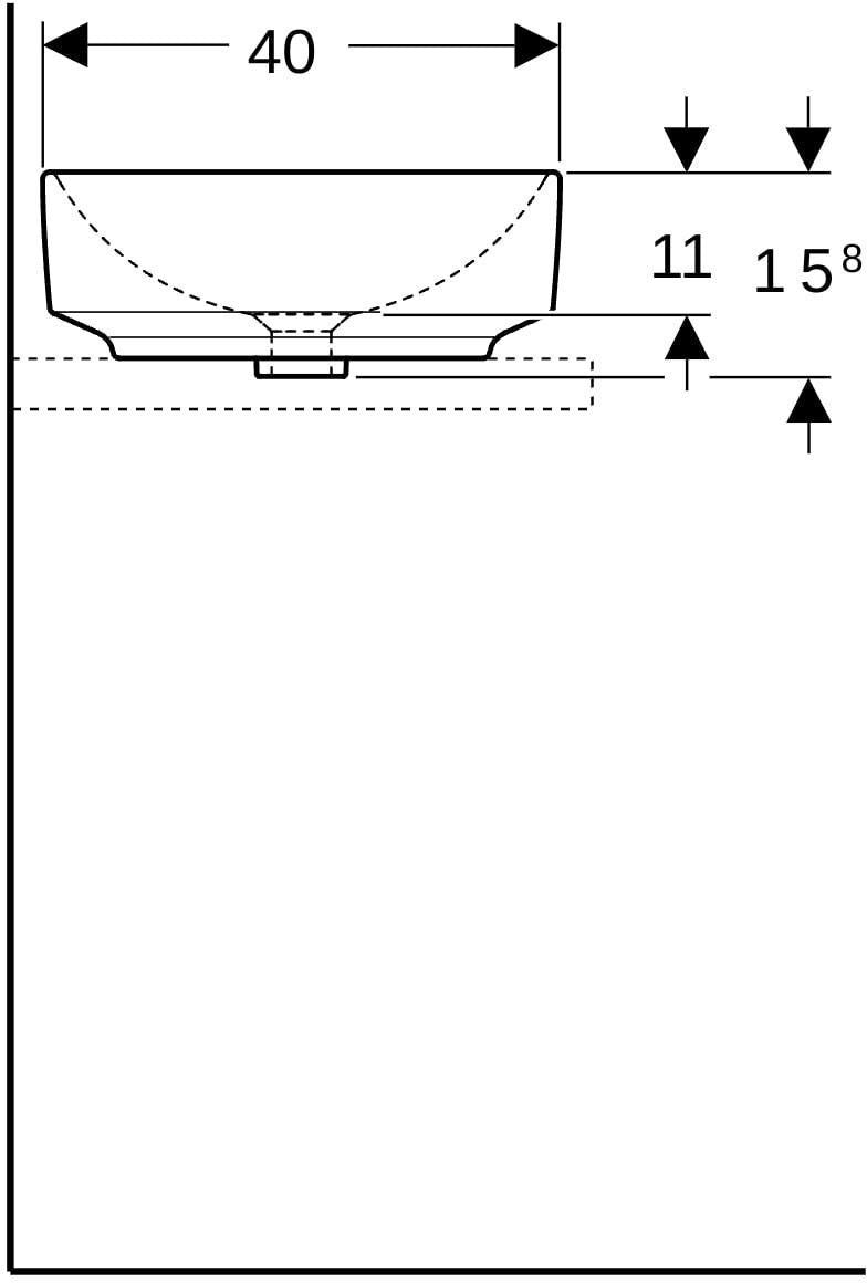 Geberit VariForm Aufsatz-Waschtisch 55x40 cm, weiß, KeraTect, ohne Hahnloch