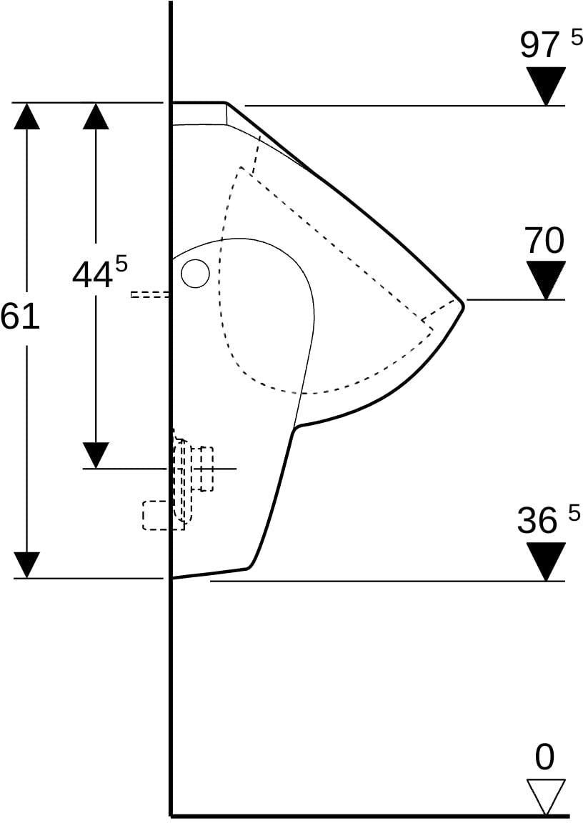 Geberit Renova Urinal weiß – Zulauf oben, Abgang hinten/unten, 1 Liter Spülung