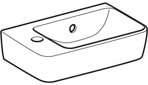 Geberit Renova Compact Handwaschbecken 40x25 cm, Hahnloch links, weiß – mit Überlauf