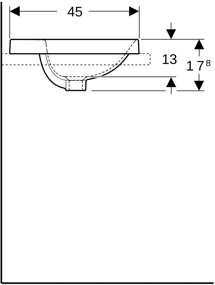 Geberit VariForm Einbauwaschtisch oval 55x45 cm mit Hahnlochbank, ohne Überlauf, weiß KeraTect