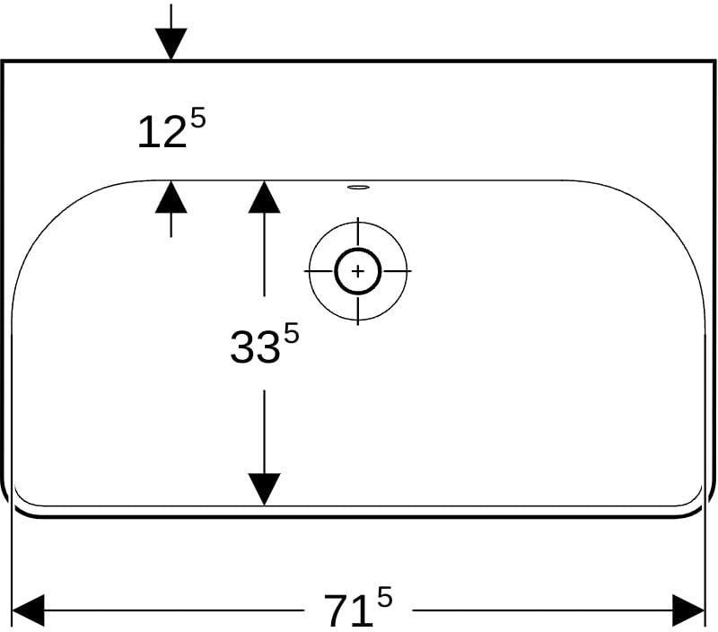 Geberit Smyle Waschtisch eckig 75x48 cm ohne Hahnloch mit Überlauf weiß