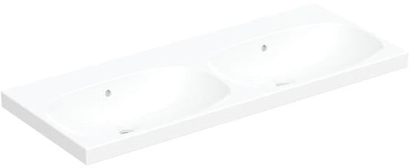 Geberit Acanto Doppel-Waschtisch 120x48 cm, wandmontiert, ohne Hahnloch, weiß