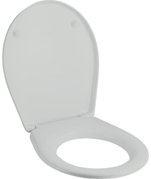 GEBERIT Renova WC-Sitz pergamon, Duroplast, Edelstahl-Scharniere, abnehmbar, von oben montierbar
