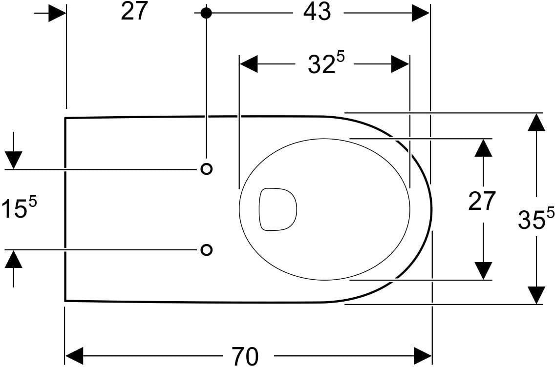 Geberit Renova Comfort Wand-WC Tiefspüler 70 cm barrierefrei weiß mit Spülrand