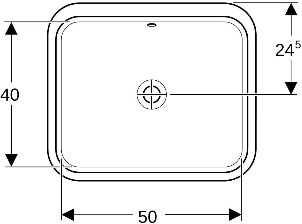 Geberit VariForm Unterbauwaschtisch 58x49 cm weiß KeraTect – ohne Hahnloch, mit Überlauf