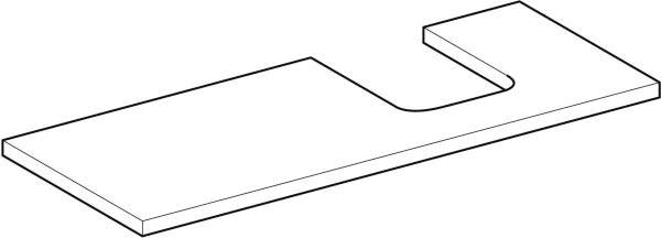 Geberit ONE Waschtischplatte weiß hochglänzend 90 cm Ausschnitt rechts für Aufsatzwaschtisch Schalenform