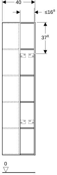 Geberit Citterio Regal mit Spiegel 40x160x25 cm, Eiche beige – 10 offene Fächer