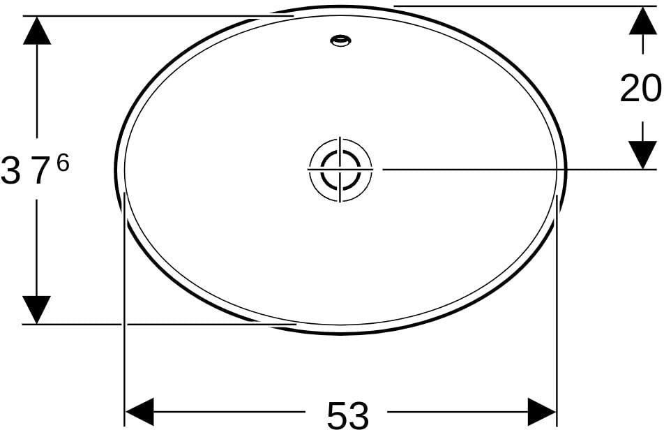 Geberit VariForm Einbauwaschtisch oval 55x40 cm, ohne Hahnloch, mit Überlauf, weiß, KeraTect