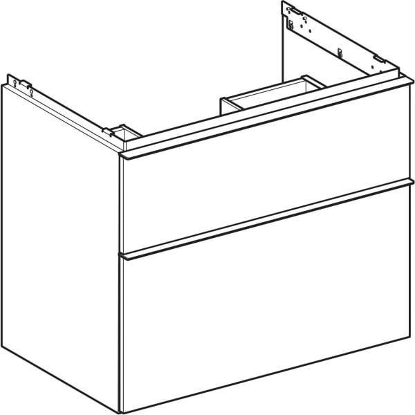 Geberit iCon Waschtischunterschrank 74 cm, 2 Schubladen, weiß hochglanz – wandhängend, mit Selbsteinzug