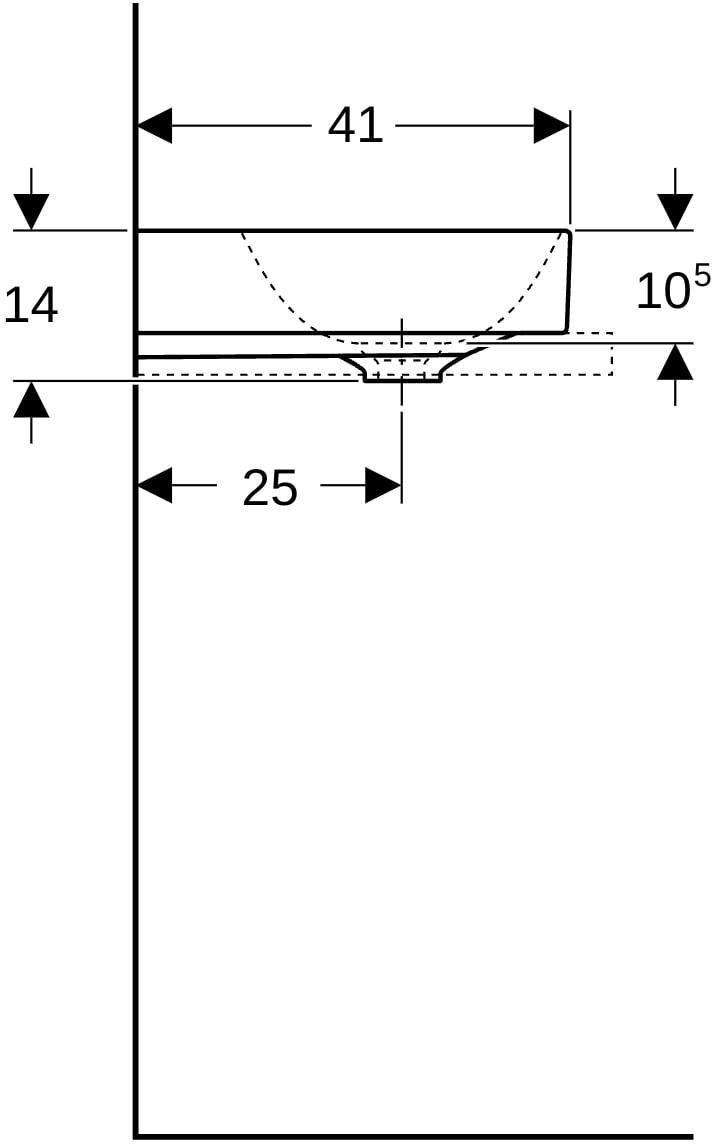 Geberit ONE Aufsatzwaschtisch 50x41 cm rechteckig mit Hahnloch, ohne Überlauf, weiß KeraTect