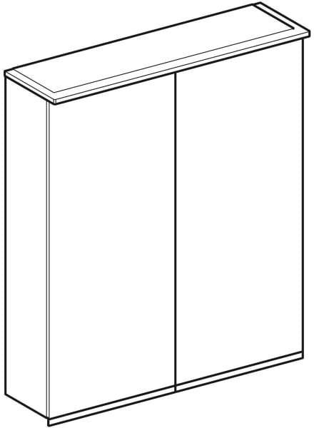 Geberit Option Plus Spiegelschrank mit LED-Beleuchtung, zwei Türen, 75x70x17,2 cm, verspiegelt