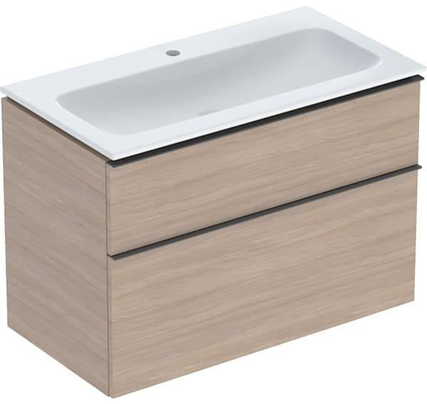 Geberit iCon Waschtischset 90 cm mit Unterschrank, 2 Schubladen, weiß hochglanz