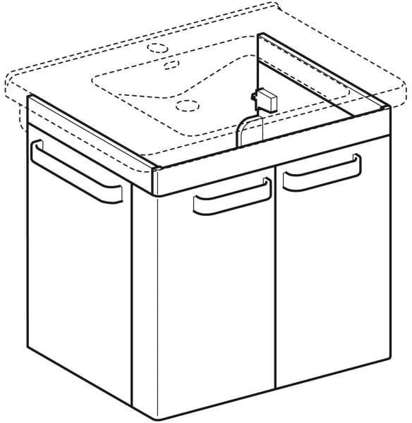 Geberit Renova Comfort Waschtischunterschrank 65 cm, 2 Türen, weiß matt, wandhängend