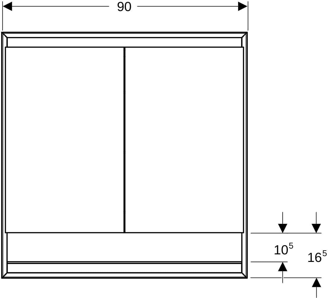 Geberit ONE Spiegelschrank mit Nische & ComfortLight, 2 Türen, 75x90x15 cm, weiß