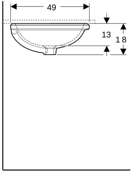 Geberit VariForm Unterbauwaschtisch elliptisch 61x46 cm weiß – ohne Hahnloch & Überlauf