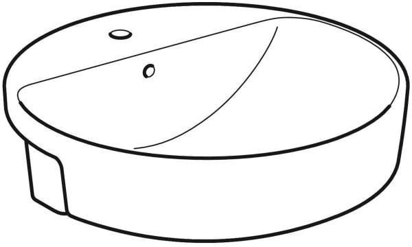 GEBERIT VariForm Halbeinbauwaschtisch rund 50 cm mit Hahnloch und Überlauf, KeraTect weiß
