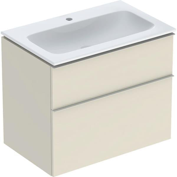 Geberit iCon Waschtischset 75 cm mit Unterschrank, 2 Schubladen, weiß hochglanz, KeraTect
